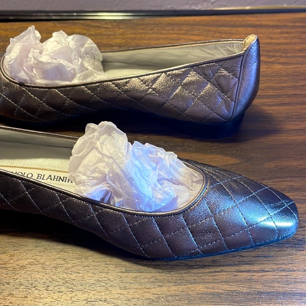 Manolo Blahnik Quilted Leather Authentic Italian Designer Dress Shoe sz 6